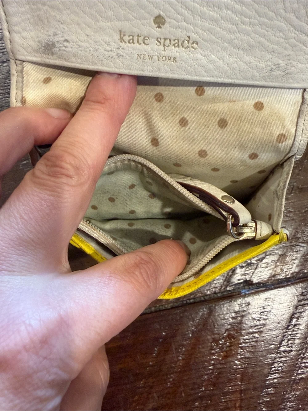 kate spade Yellow Saffiano Leather Compact Card Holder